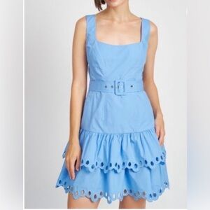 En Saison Light Blue Tiered Midi Dress size medium
